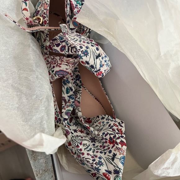 Sally ballet flat in “poppy liberty” with ankle tie - Picture 4 of 8